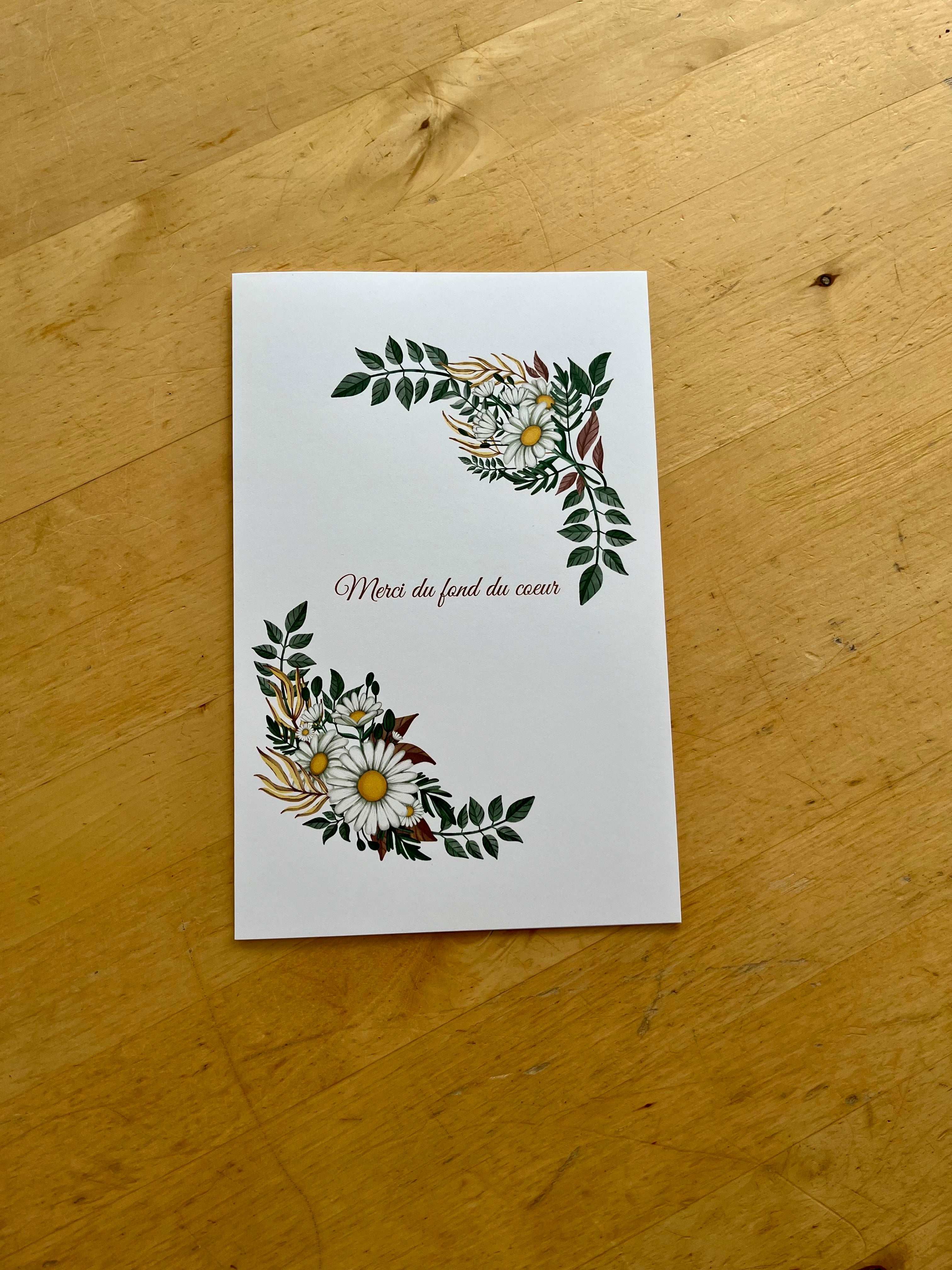 Carte remerciement- Floral
